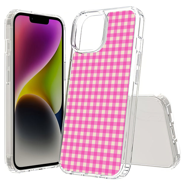 Pink Gingham Print Slim Cover For Apple iPhone  (16,15,14,13,12, SE, Pro, Max, Plus), Print in USA