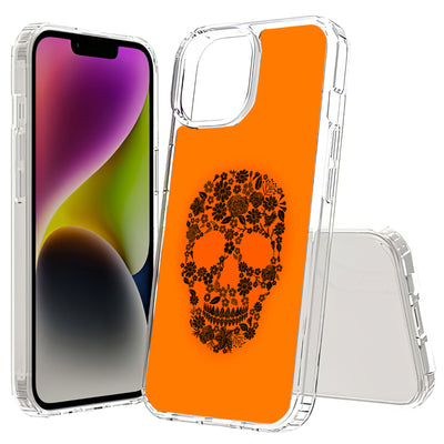 Skull Flower Print Slim Cover For Apple iPhone  (16,15,14,13,12, SE, Pro, Max, Plus), Print in USA