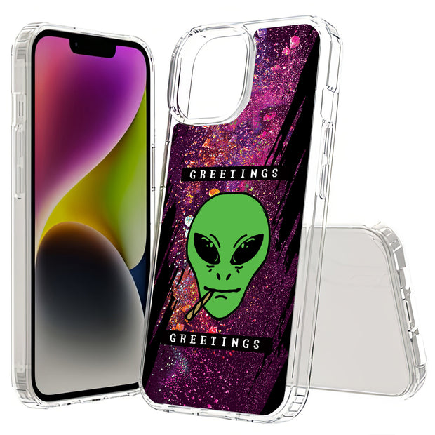 Alien Weed Print Slim Cover For Apple iPhone  (16,15,14,13,12, SE, Pro, Max, Plus), Print in USA