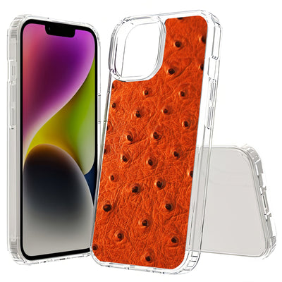 Orange Ostrich Print Slim Cover For Apple iPhone  (16,15,14,13,12, SE, Pro, Max, Plus), Print in USA