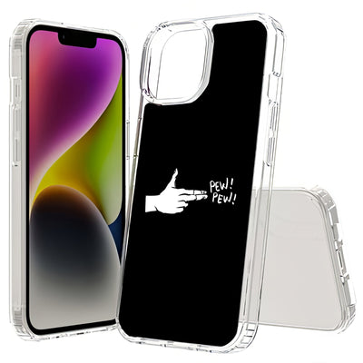 Pew Pew Hand Print Slim Cover For Apple iPhone  (16,15,14,13,12, SE, Pro, Max, Plus), Print in USA