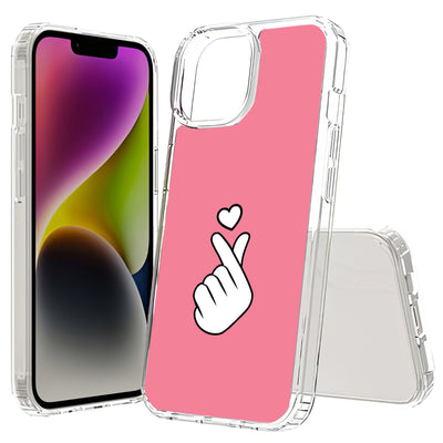 Finger Heart Print Slim Cover For Apple iPhone  (16,15,14,13,12, SE, Pro, Max, Plus), Print in USA