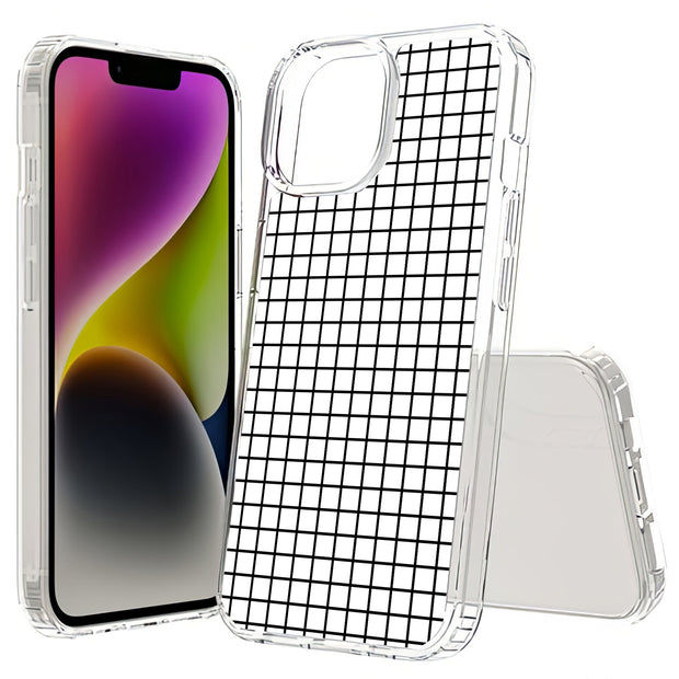 Blk White Grid Print Slim Cover For Apple iPhone  (16,15,14,13,12, SE, Pro, Max, Plus), Print in USA