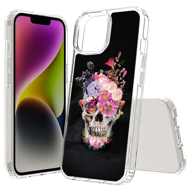 Flower Skull Print Slim Cover For Apple iPhone  (16,15,14,13,12, SE, Pro, Max, Plus), Print in USA