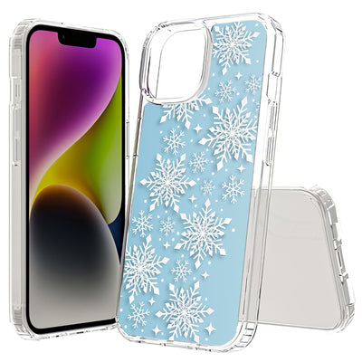 Snowflake Blue Print Slim Cover For Apple iPhone  (16,15,14,13,12, SE, Pro, Max, Plus), Print in USA