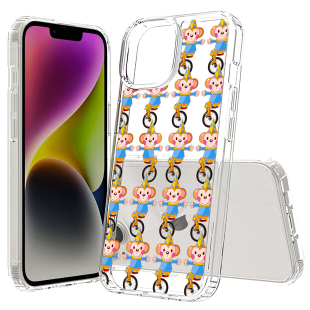 Circus Monkey Print Slim Cover For Apple iPhone  (16,15,14,13,12, SE, Pro, Max, Plus), Print in USA