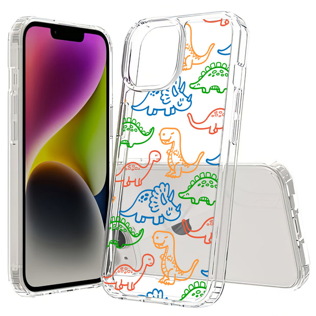 Dinosaur Cute 3 Print Slim Cover For Apple iPhone  (16,15,14,13,12, SE, Pro, Max, Plus), Print in USA