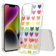 Colorful Hearts Print Slim Cover For Apple iPhone  (16,15,14,13,12, SE, Pro, Max, Plus), Print in USA