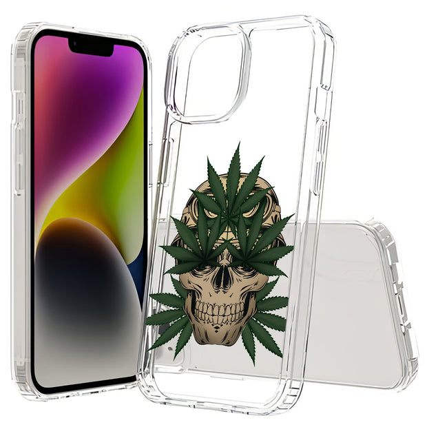 Marijuana Skull Print Slim Cover For Apple iPhone  (16,15,14,13,12, SE, Pro, Max, Plus), Print in USA