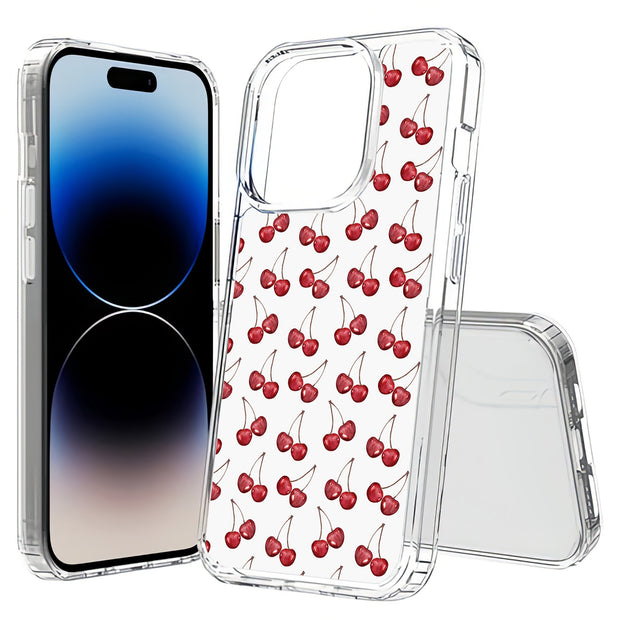 Cherries Print Slim Cover For Apple iPhone  (16,15,14,13,12, SE, Pro, Max, Plus), Print in USA