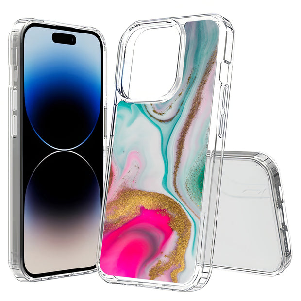 Colorful Marble Print Slim Cover For Apple iPhone  (16,15,14,13,12, SE, Pro, Max, Plus), Print in USA