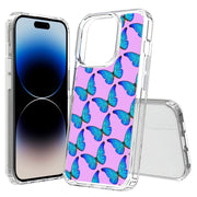 Blue Butterfly Print Slim Cover For Apple iPhone  (16,15,14,13,12, SE, Pro, Max, Plus), Print in USA