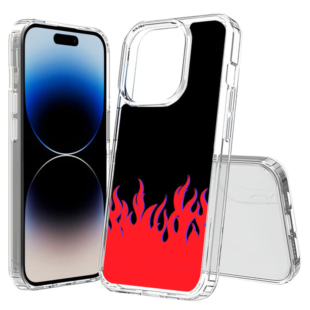 Red Flames Print Slim Cover For Apple iPhone  (16,15,14,13,12, SE, Pro, Max, Plus), Print in USA
