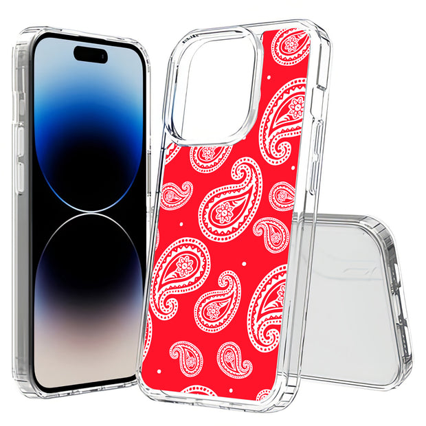 Paisley Red Print Slim Cover For Apple iPhone  (16,15,14,13,12, SE, Pro, Max, Plus), Print in USA