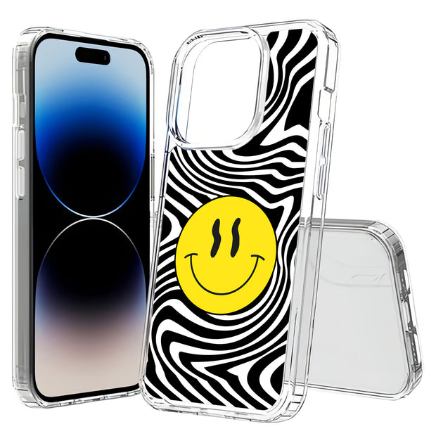 Trippy Smiley Print Slim Cover For Apple iPhone  (16,15,14,13,12, SE, Pro, Max, Plus), Print in USA