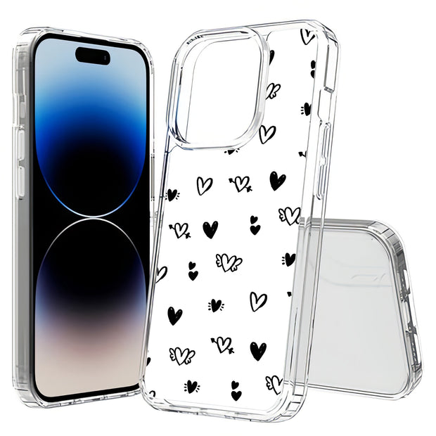 Flying Hearts Print Slim Cover For Apple iPhone  (16,15,14,13,12, SE, Pro, Max, Plus), Print in USA