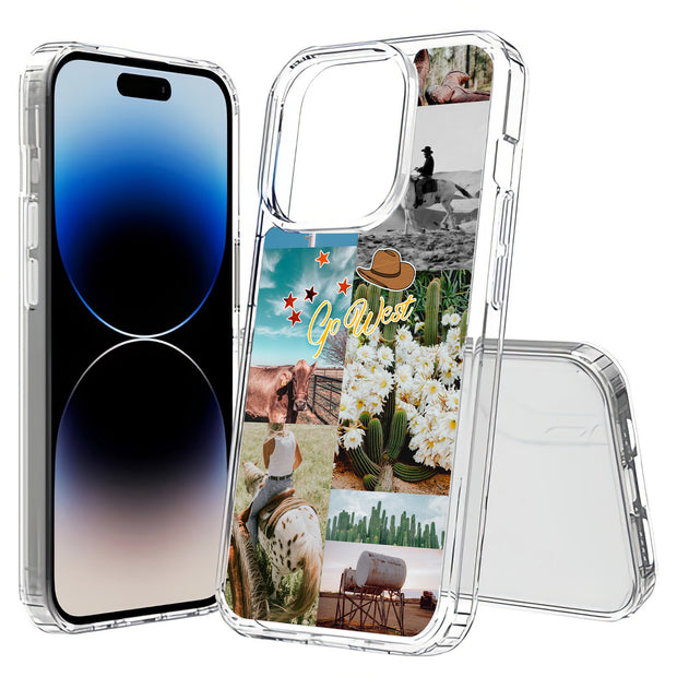 Go West Collage Print Slim Cover For Apple iPhone  (16,15,14,13,12, SE, Pro, Max, Plus), Print in USA