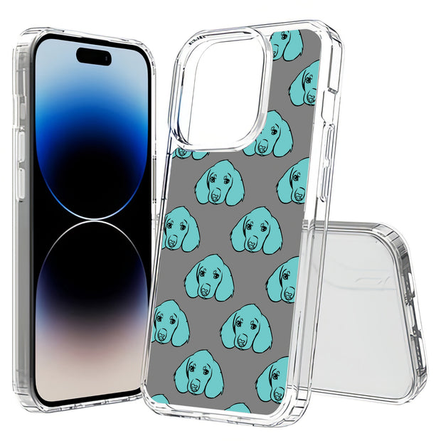 Blue Dog Print Slim Cover For Apple iPhone  (16,15,14,13,12, SE, Pro, Max, Plus), Print in USA