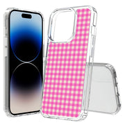 Pink Gingham Print Slim Cover For Apple iPhone  (16,15,14,13,12, SE, Pro, Max, Plus), Print in USA