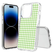 Pale Green Grid Print Slim Cover For Apple iPhone  (16,15,14,13,12, SE, Pro, Max, Plus), Print in USA