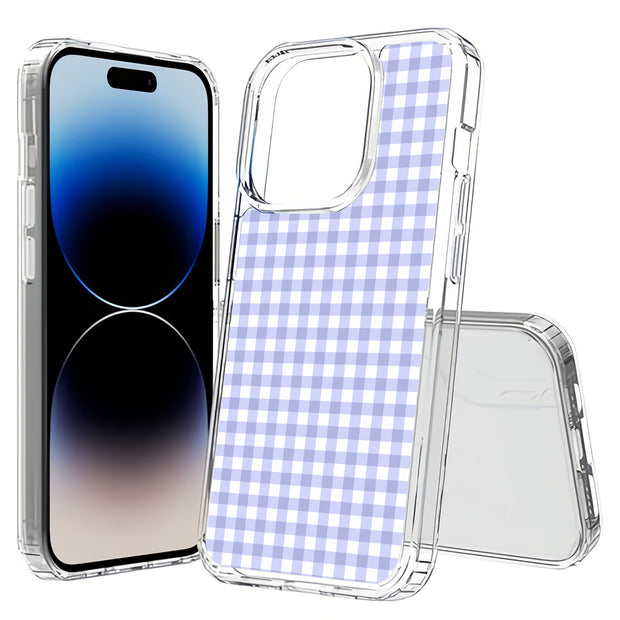 Blue Gingham Print Slim Cover For Apple iPhone  (16,15,14,13,12, SE, Pro, Max, Plus), Print in USA