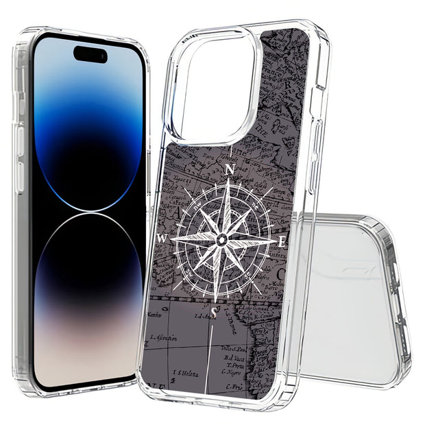 Map Compass Print Slim Cover For Apple iPhone  (16,15,14,13,12, SE, Pro, Max, Plus), Print in USA