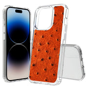 Orange Ostrich Print Slim Cover For Apple iPhone  (16,15,14,13,12, SE, Pro, Max, Plus), Print in USA