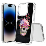 Flower Skull Print Slim Cover For Apple iPhone  (16,15,14,13,12, SE, Pro, Max, Plus), Print in USA