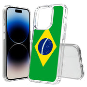 Flag Brazil Print Slim Cover For Apple iPhone  (16,15,14,13,12, SE, Pro, Max, Plus), Print in USA