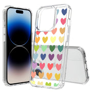 Colorful Hearts Print Slim Cover For Apple iPhone  (16,15,14,13,12, SE, Pro, Max, Plus), Print in USA