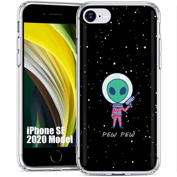 Pew Pew Alien Print Slim Cover For Apple iPhone  (16,15,14,13,12, SE, Pro, Max, Plus), Print in USA