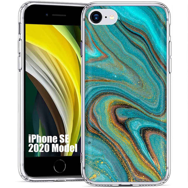 Gold Blu Marble Print Slim Cover For Apple iPhone  (16,15,14,13,12, SE, Pro, Max, Plus), Print in USA