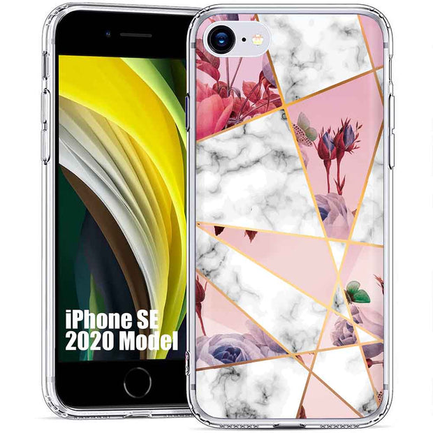 Marble Flower Print Slim Cover For Apple iPhone  (16,15,14,13,12, SE, Pro, Max, Plus), Print in USA