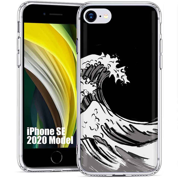 Japanese Waves Print Slim Cover For Apple iPhone  (16,15,14,13,12, SE, Pro, Max, Plus), Print in USA