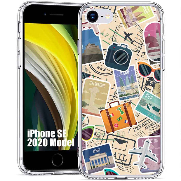 Travel Sticker Print Slim Cover For Apple iPhone  (16,15,14,13,12, SE, Pro, Max, Plus), Print in USA