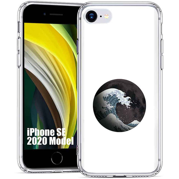 Great Wave Moon Print Slim Cover For Apple iPhone  (16,15,14,13,12, SE, Pro, Max, Plus), Print in USA