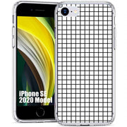 Blk White Grid Print Slim Cover For Apple iPhone  (16,15,14,13,12, SE, Pro, Max, Plus), Print in USA