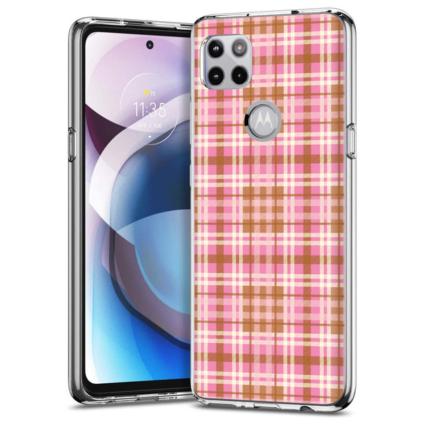 Plaid Grid Line Print Slim Cover For Motorola   (Edge,One 5G,Ace,UW,X40,30), Print in USA