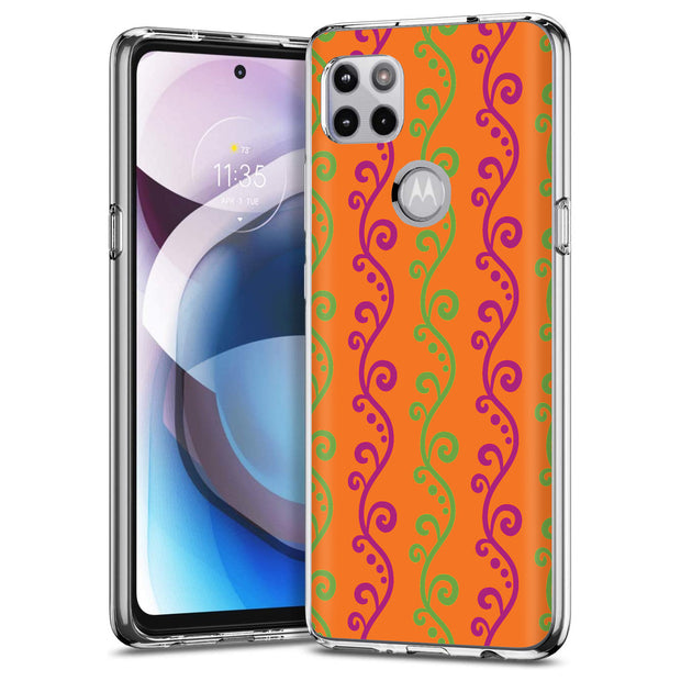 Purple Grn Vine Print Slim Cover For Motorola   (Edge,One 5G,Ace,UW,X40,30), Print in USA