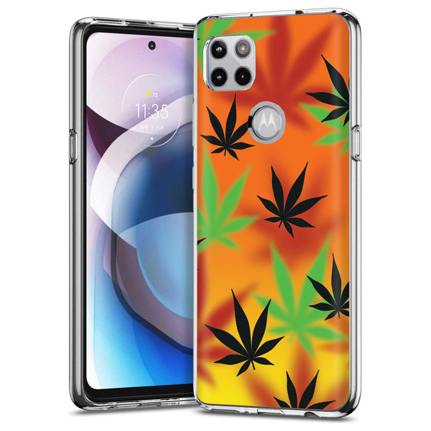 Color Marijuana Print Slim Cover For Motorola   (Edge,One 5G,Ace,UW,X40,30), Print in USA