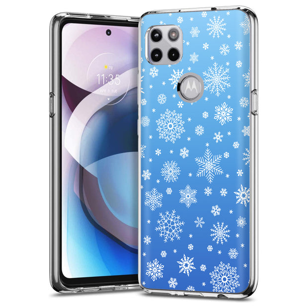 Blue Snowflakes Print Slim Cover For Motorola   (Edge,One 5G,Ace,UW,X40,30), Print in USA