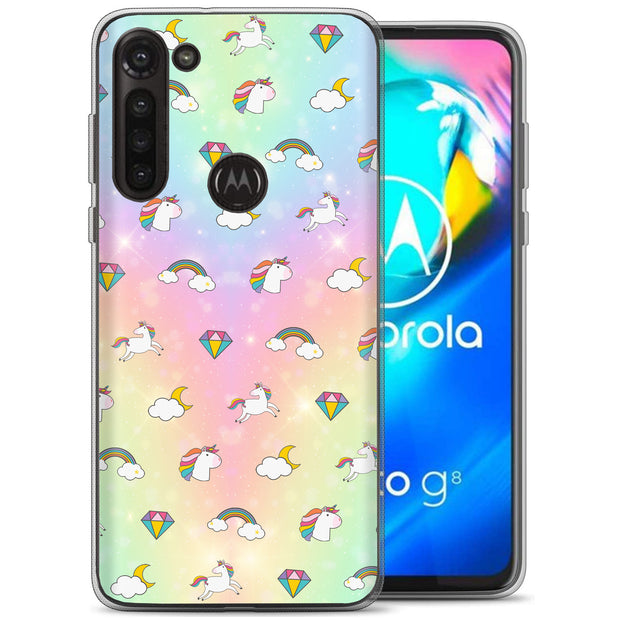 Rainbow Unicorn Print Slim Cover For Motorola Moto G (Power, Stylus, Play, 5G), Print in USA