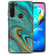 Gold Blu Marble Print Slim Cover For Motorola Moto G (Power, Stylus, Play, 5G), Print in USA