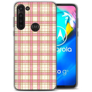 Pink Plaid Line Print Slim Cover For Motorola Moto G (Power, Stylus, Play, 5G), Print in USA