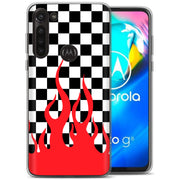 Checkers Flame Print Slim Cover For Motorola Moto G (Power, Stylus, Play, 5G), Print in USA