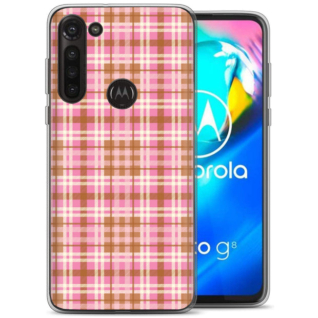 Plaid Grid Line Print Slim Cover For Motorola Moto G (Power, Stylus, Play, 5G), Print in USA