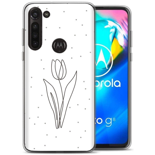 Line Art Tulip Print Slim Cover For Motorola Moto G (Power, Stylus, Play, 5G), Print in USA