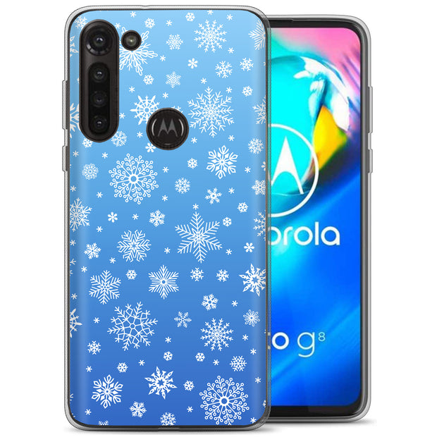 Blue Snowflakes Print Slim Cover For Motorola Moto G (Power, Stylus, Play, 5G), Print in USA