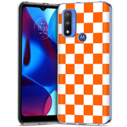 Orange Checker Print Slim Cover For Motorola Moto G (Power, Stylus, Play, 5G), Print in USA