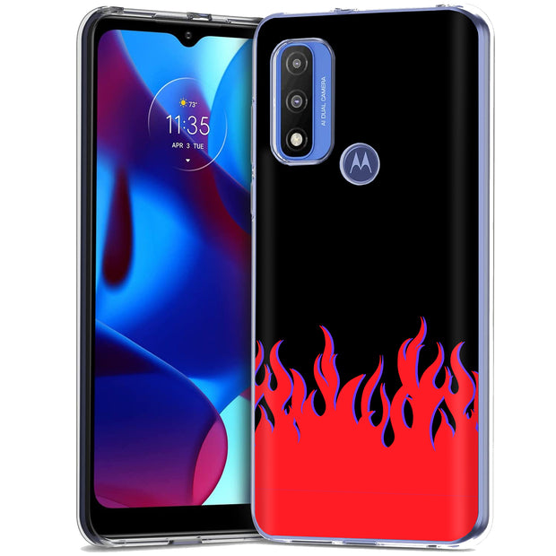 Red Flames Print Slim Cover For Motorola Moto G (Power, Stylus, Play, 5G), Print in USA